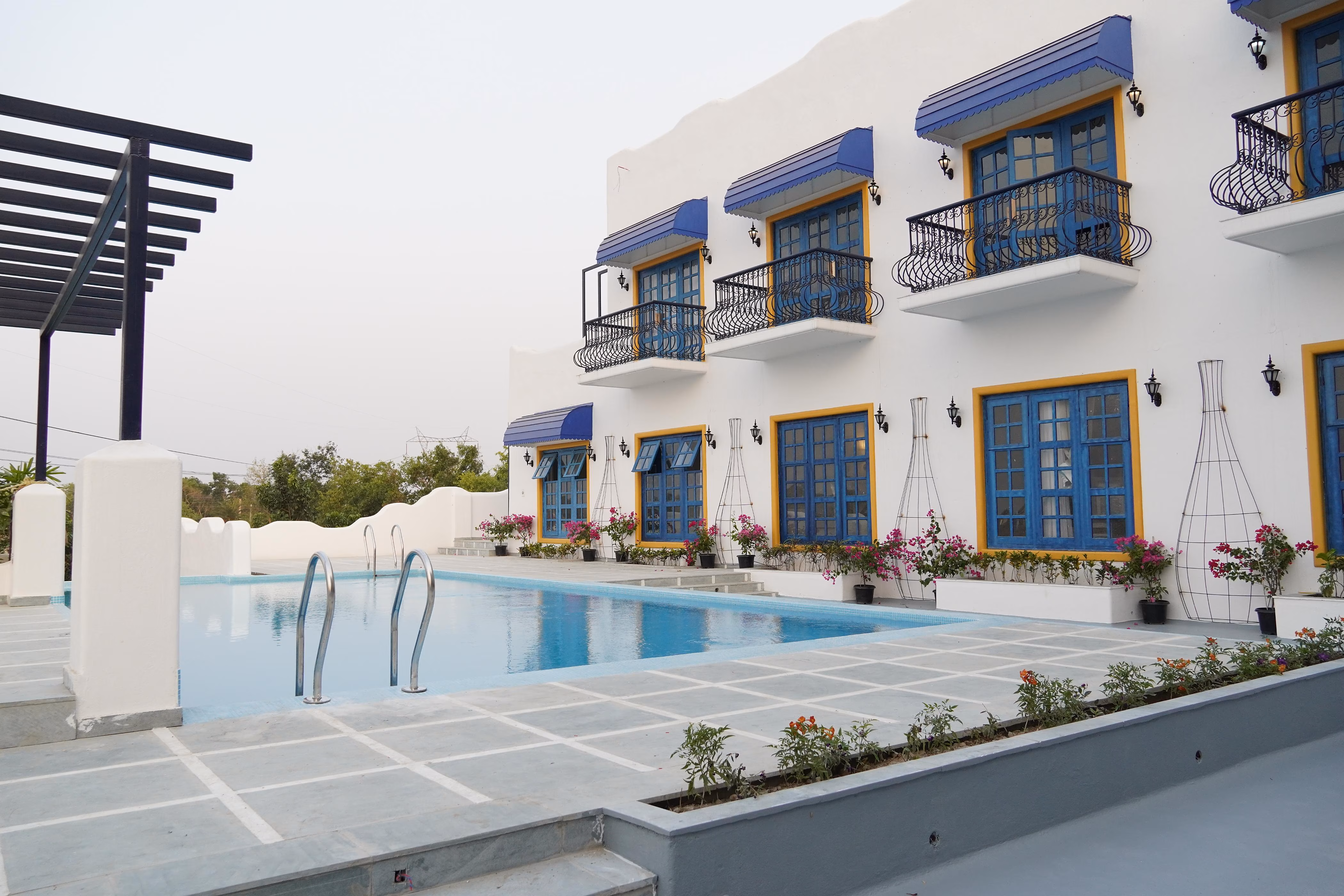 Ananda Resorts blue-and-white Santorini-inspired architecture